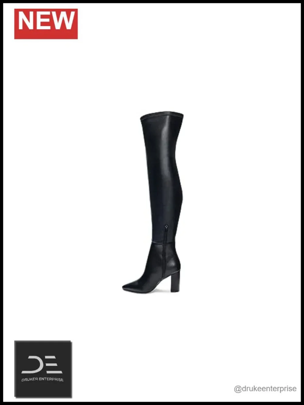Chinese Laundry Over the Knee Faux Leather Block Heel Boots Women's Pull-On